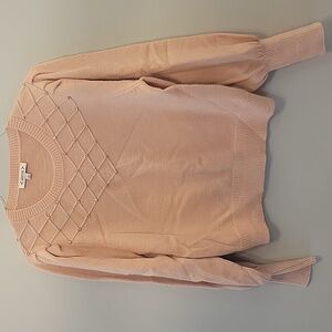 Nanette Lepore pink sweater with rhinestone accents. Women Size large. NWT